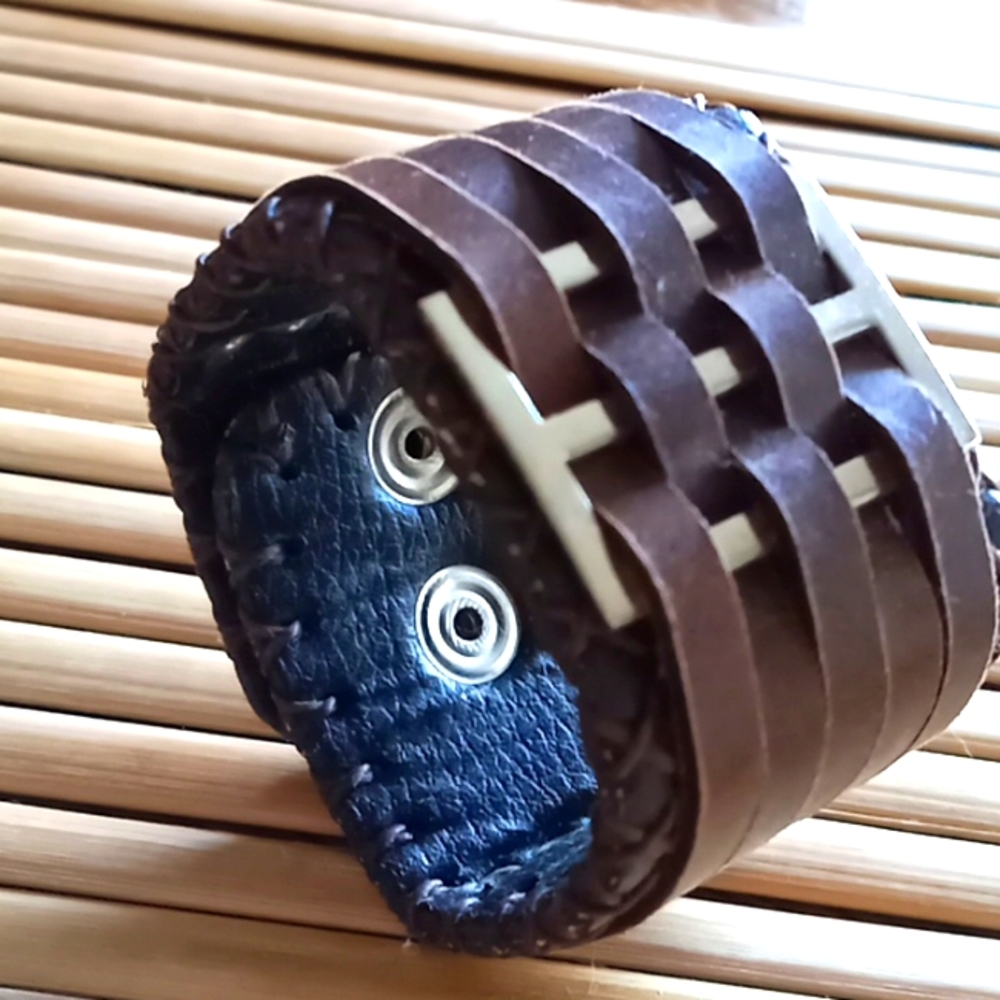 Men's Wide Leather Bracelet